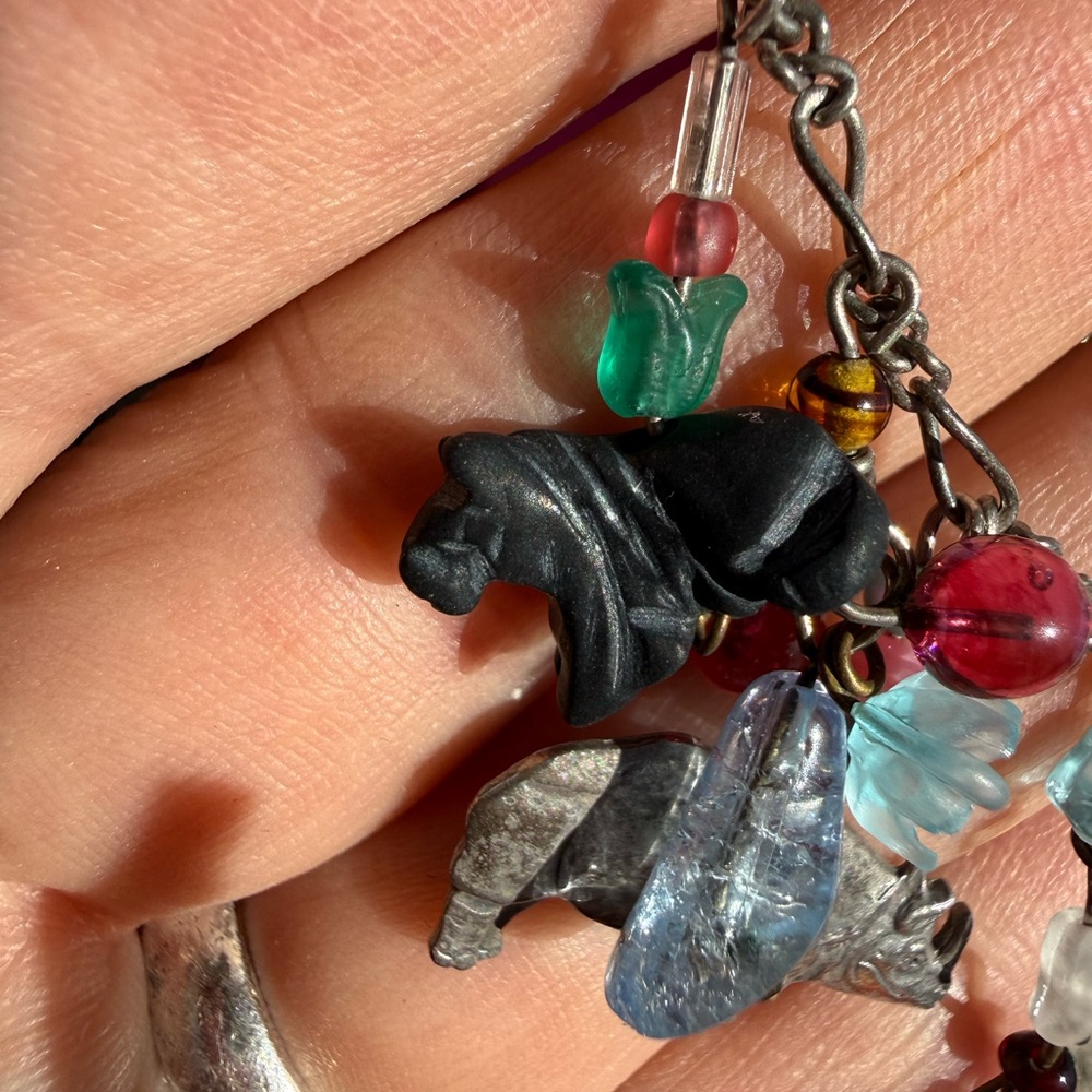 Wild Kingdom— Vintage Animal Charm Necklace with Lucite Beads | Signed LIJ NY - Picture 7 of 12